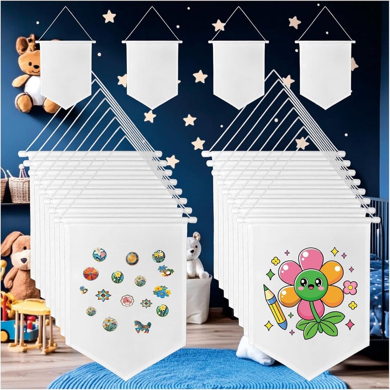TTXXLL 20pcs Blank Canvas Banner 10.82"x15.74" | 12oz Fabric Canvas Banner Wall hanging Art for DIY Kids Room Decor,Enamel Pin Wall Display,Birthday Backdrops & Educational Play | Safe for Toddlers & Nursery & Infants - Image 1